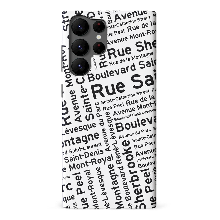 Samsung Galaxy S22 Ultra Montreal Street Names Canadiana Phone Case - White