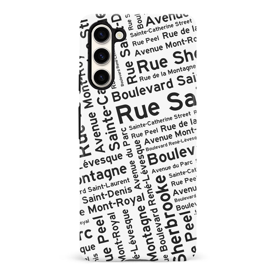 Samsung Galaxy S23 Montreal Street Names Canadiana Phone Case - White