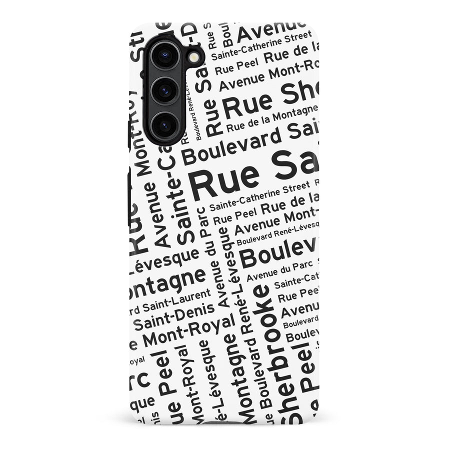 Samsung Galaxy S23 Plus Montreal Street Names Canadiana Phone Case - White
