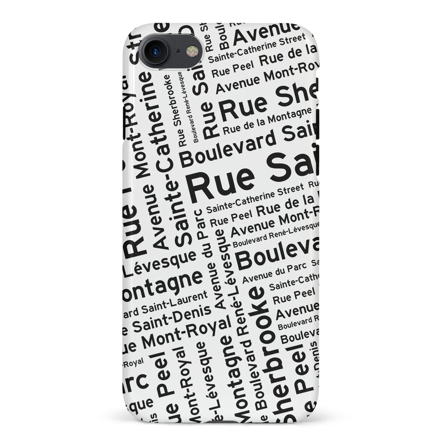 iPhone 7/8/SE Montreal Street Names Canadiana Phone Case - White
