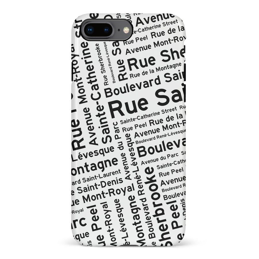 iPhone 8 Plus Montreal Street Names Canadiana Phone Case - White