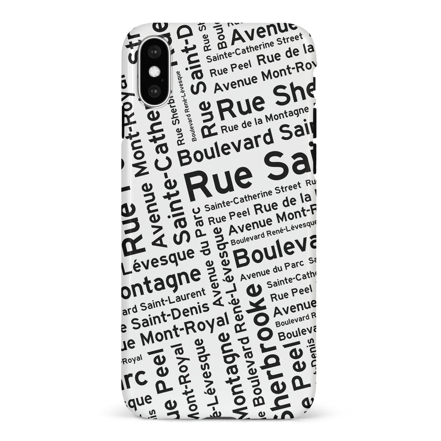 iPhone X/XS Montreal Street Names Canadiana Phone Case - White