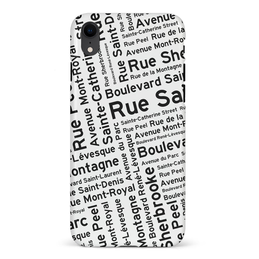 iPhone XR Montreal Street Names Canadiana Phone Case - White