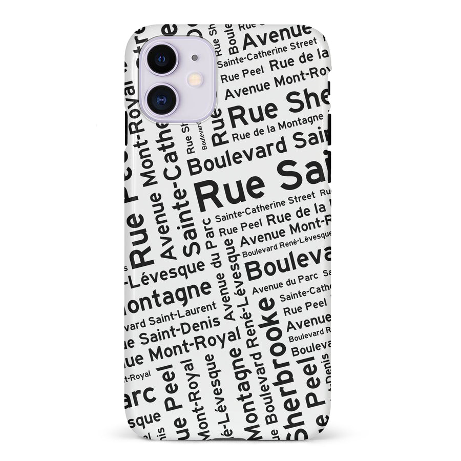iPhone 11 Montreal Street Names Canadiana Phone Case - White