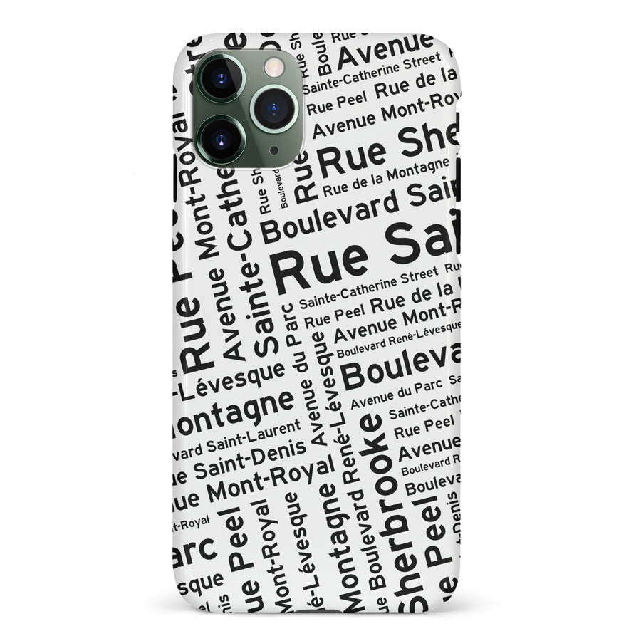 iPhone 11 Pro Montreal Street Names Canadiana Phone Case - White