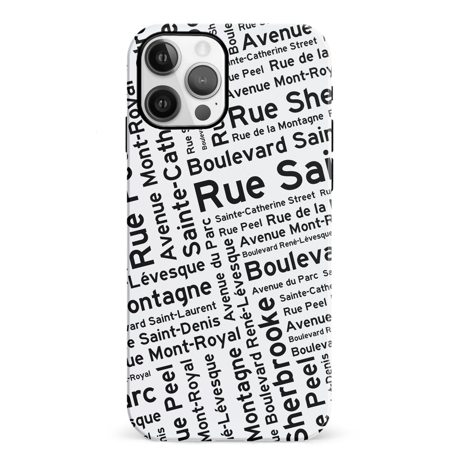 iPhone 12 Montreal Street Names Canadiana Phone Case - White