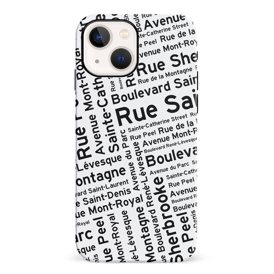 iPhone 13 Mini Montreal Street Names Canadiana Phone Case - White