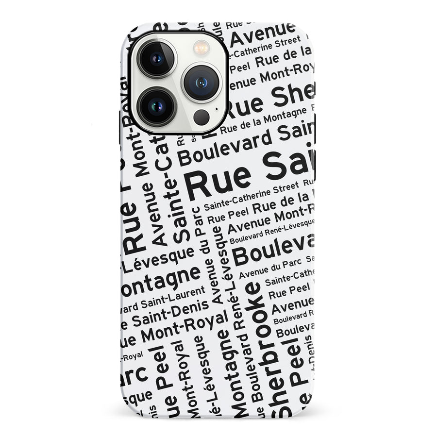 iPhone 13 Pro Montreal Street Names Canadiana Phone Case - White