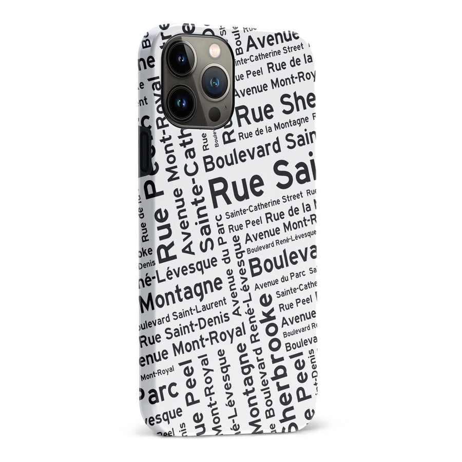 iPhone 13 Pro Max Montreal Street Names Canadiana Phone Case - White