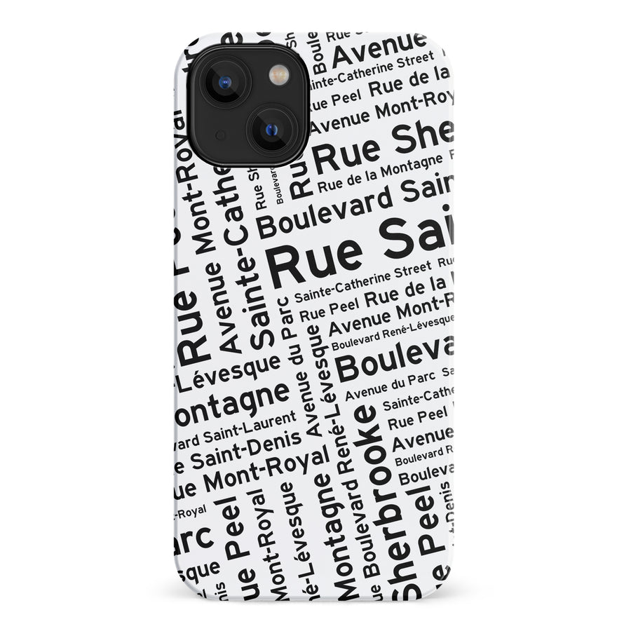 iPhone 14 Montreal Street Names Canadiana Phone Case - White