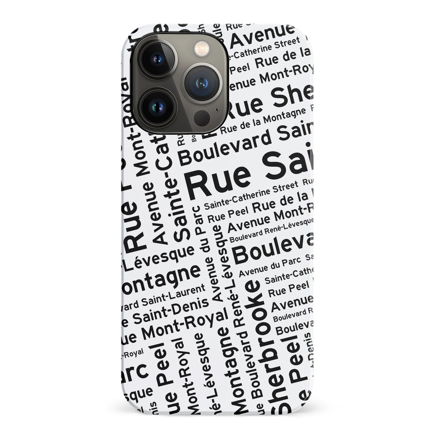iPhone 14 Pro Montreal Street Names Canadiana Phone Case - White