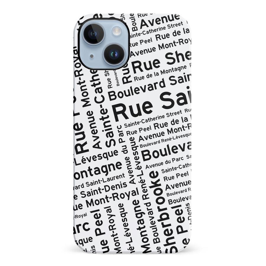 iPhone 14 Plus Montreal Street Names Canadiana Phone Case - White