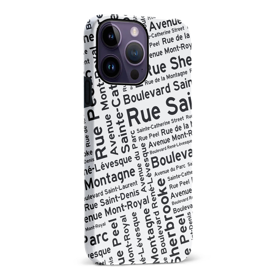 iPhone 14 Pro Max Montreal Street Names Canadiana Phone Case - White