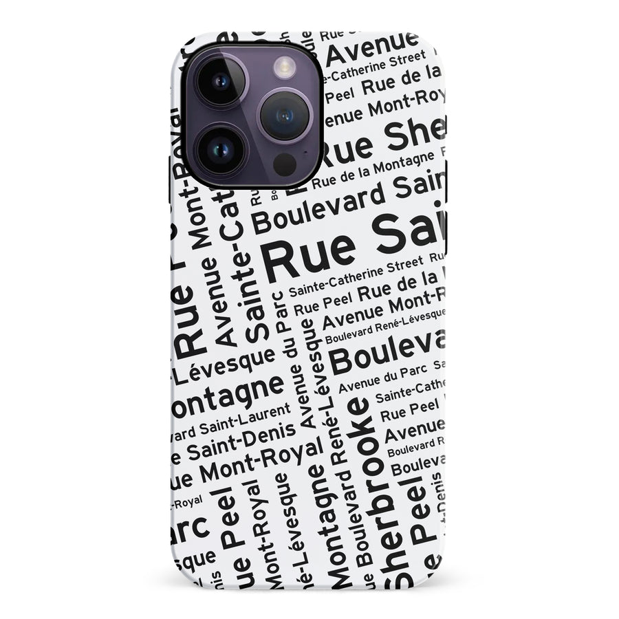 iPhone 14 Pro Max Montreal Street Names Canadiana Phone Case - White