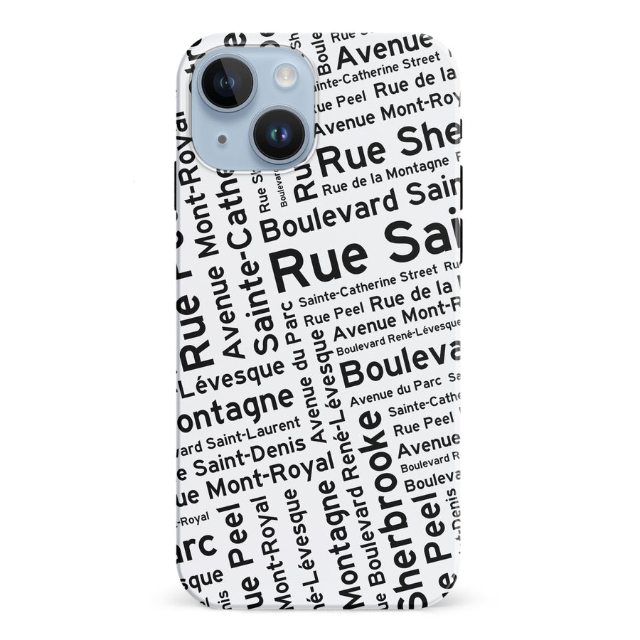 iPhone 15 Montreal Street Names Canadiana Phone Case - White