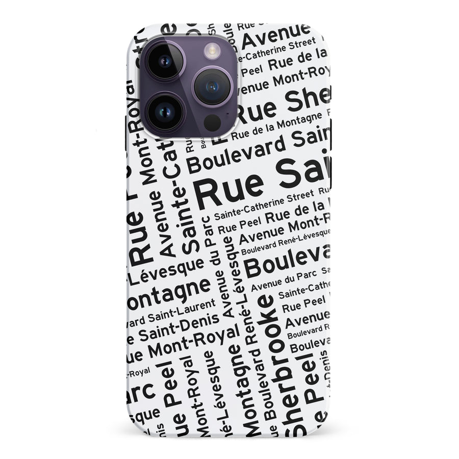 iPhone 15 Pro Montreal Street Names Canadiana Phone Case - White