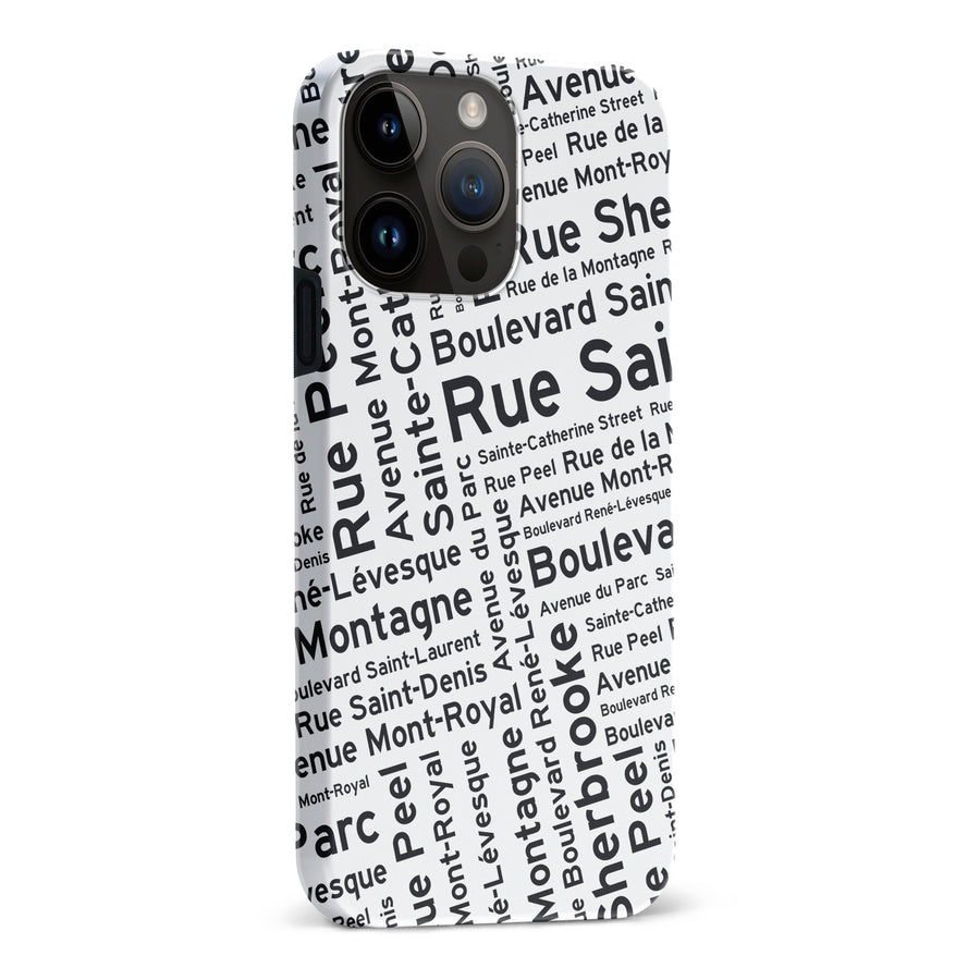 iPhone 15 Pro Max Montreal Street Names Canadiana Phone Case - White