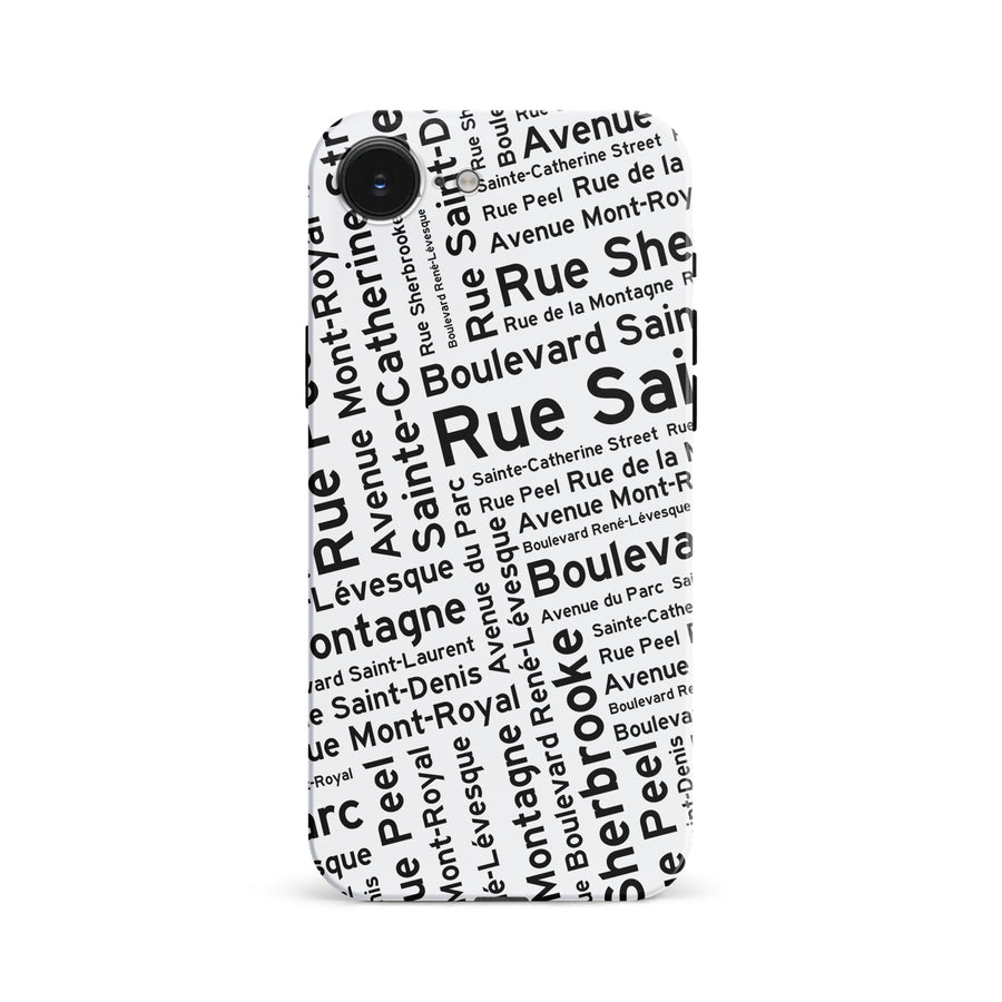 Montreal Street Names Canadiana Phone Case - White
