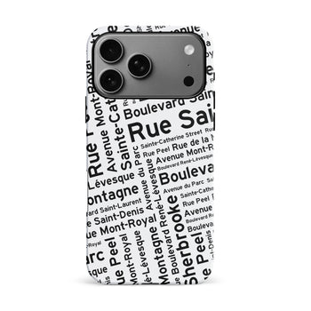iPhone 17 Pro Max Montreal Street Names Canadiana Phone Case White