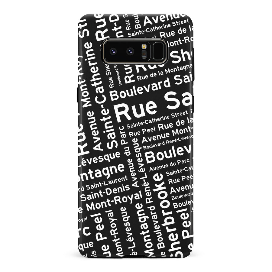 Samsung Galaxy Note 8 Montreal Street Names Canadiana Phone Case - Black