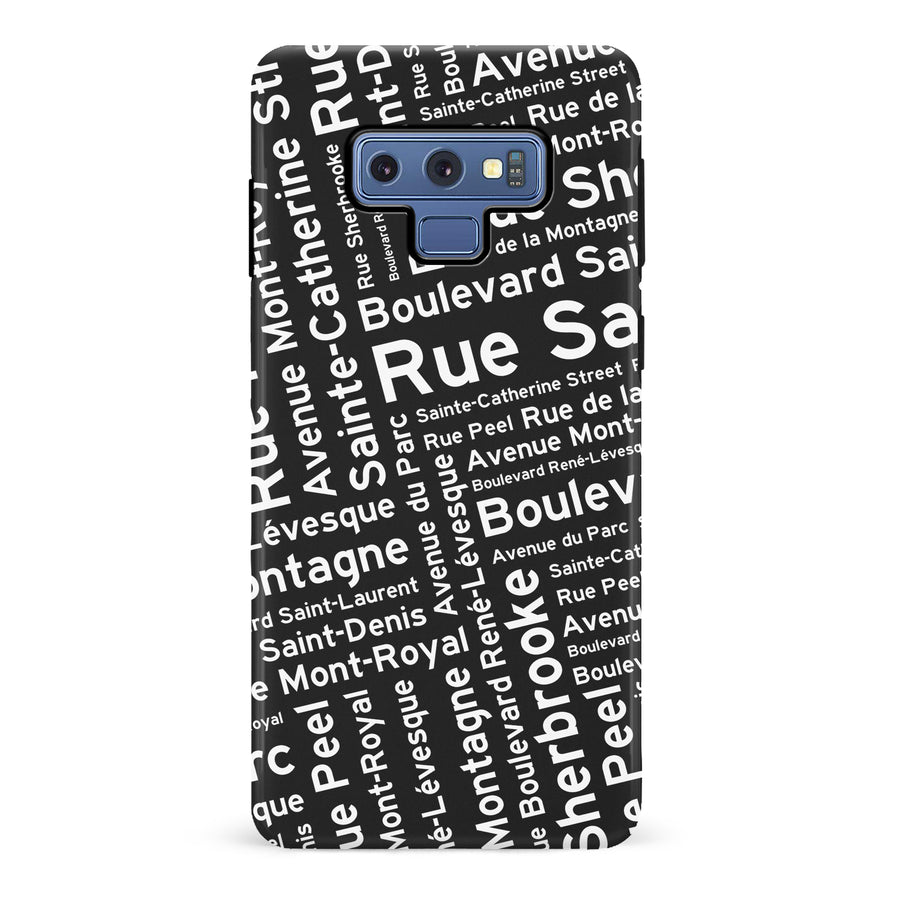 Samsung Galaxy Note 9 Montreal Street Names Canadiana Phone Case - Black