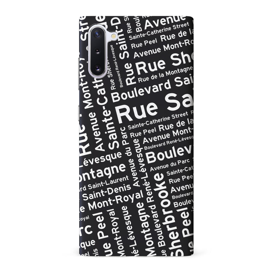 Samsung Galaxy Note 10 Montreal Street Names Canadiana Phone Case - Black