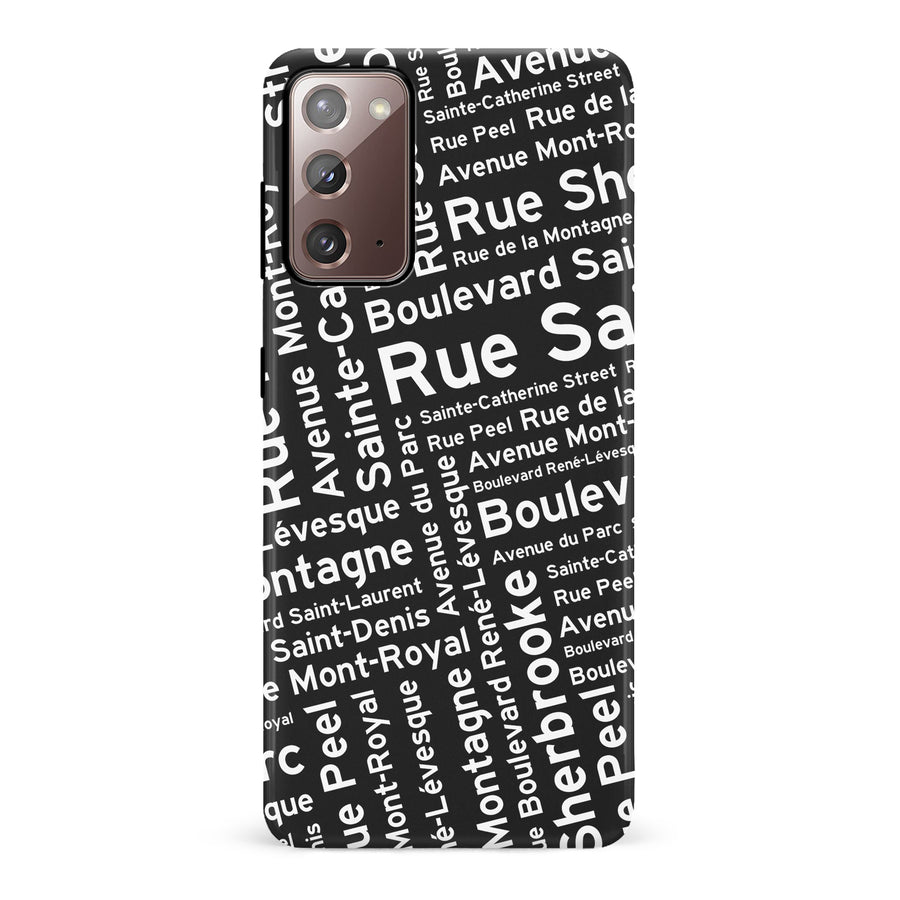 Samsung Galaxy Note 20 Montreal Street Names Canadiana Phone Case - Black