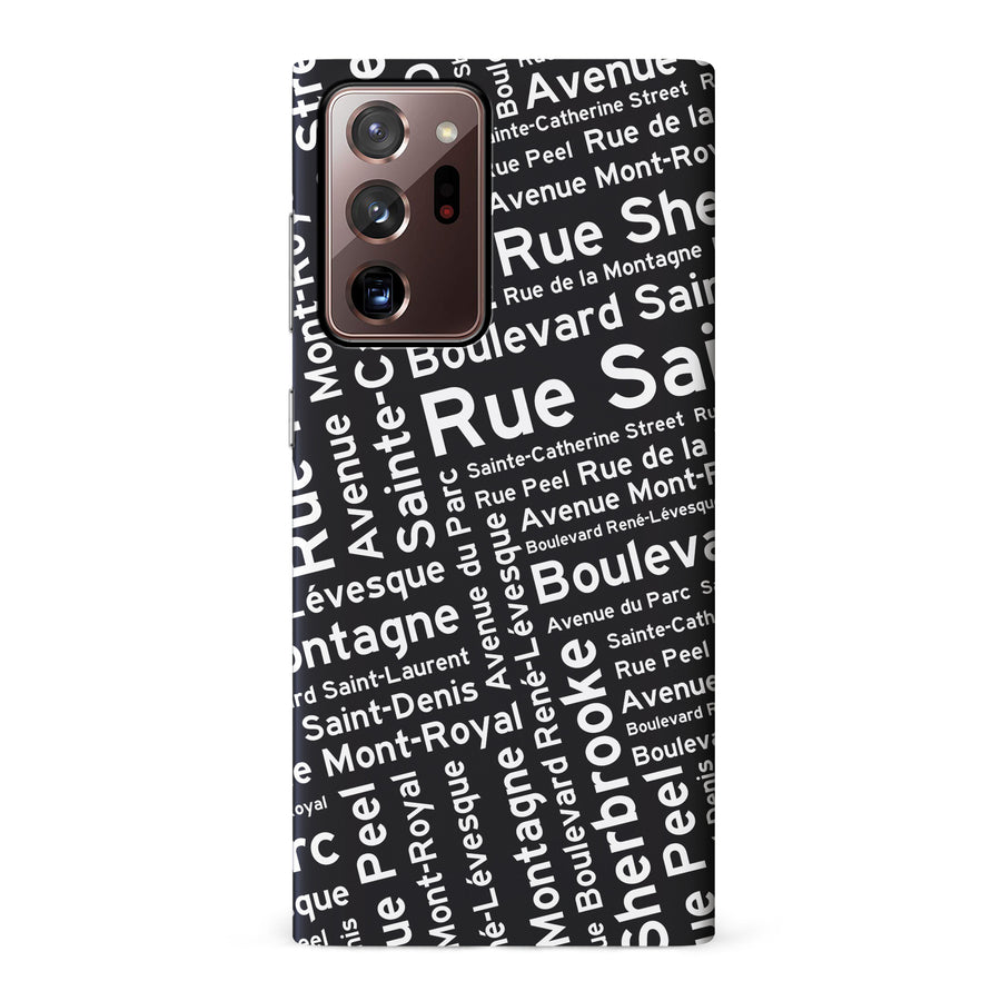 Samsung Galaxy Note 20 Ultra Montreal Street Names Canadiana Phone Case - Black