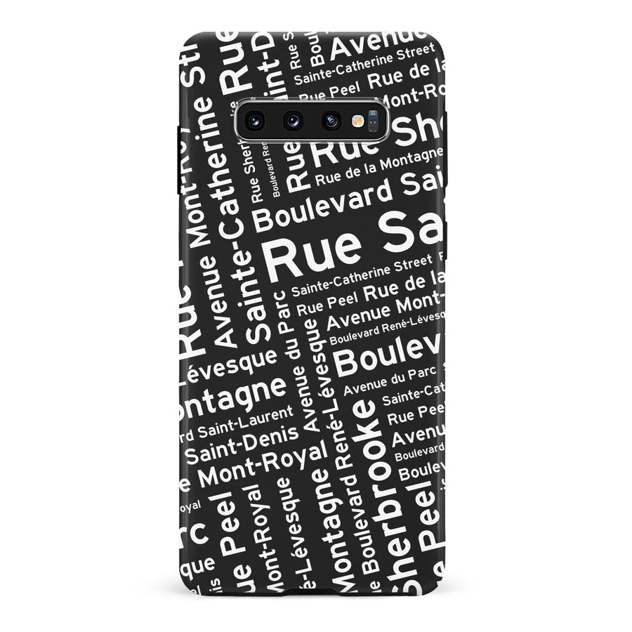 Samsung Galaxy S10 Montreal Street Names Canadiana Phone Case - Black
