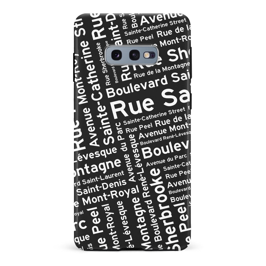 Samsung Galaxy S10e Montreal Street Names Canadiana Phone Case - Black