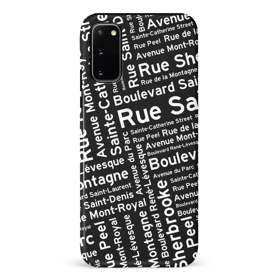Samsung Galaxy S20 Montreal Street Names Canadiana Phone Case - Black