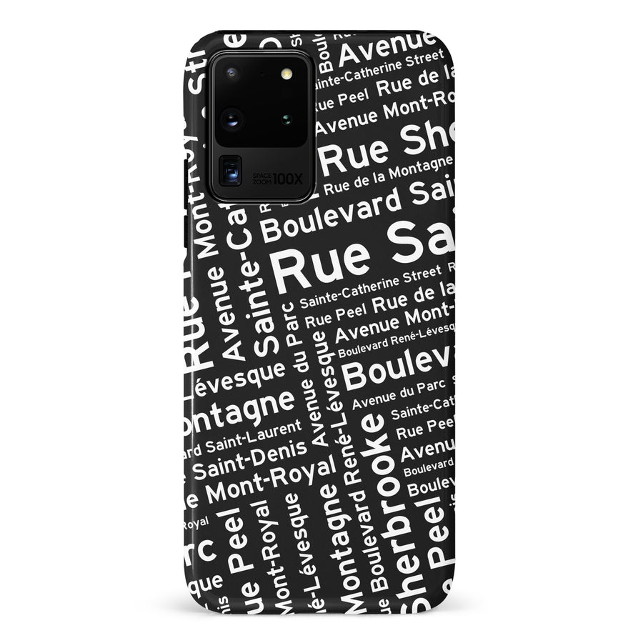 Samsung Galaxy S20 Ultra Montreal Street Names Canadiana Phone Case - Black