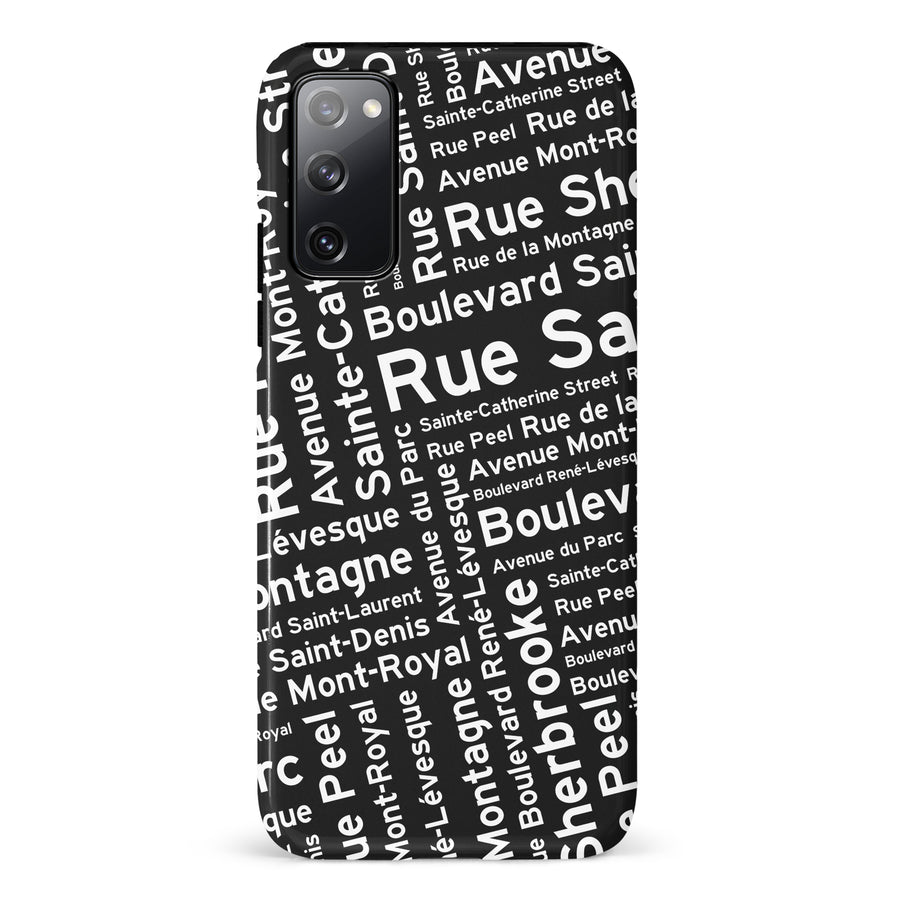 Samsung Galaxy S20 FE Montreal Street Names Canadiana Phone Case - Black