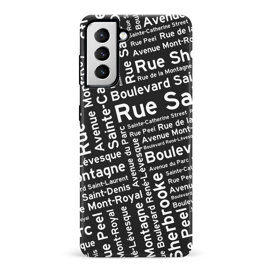 Samsung Galaxy S21 Montreal Street Names Canadiana Phone Case - Black