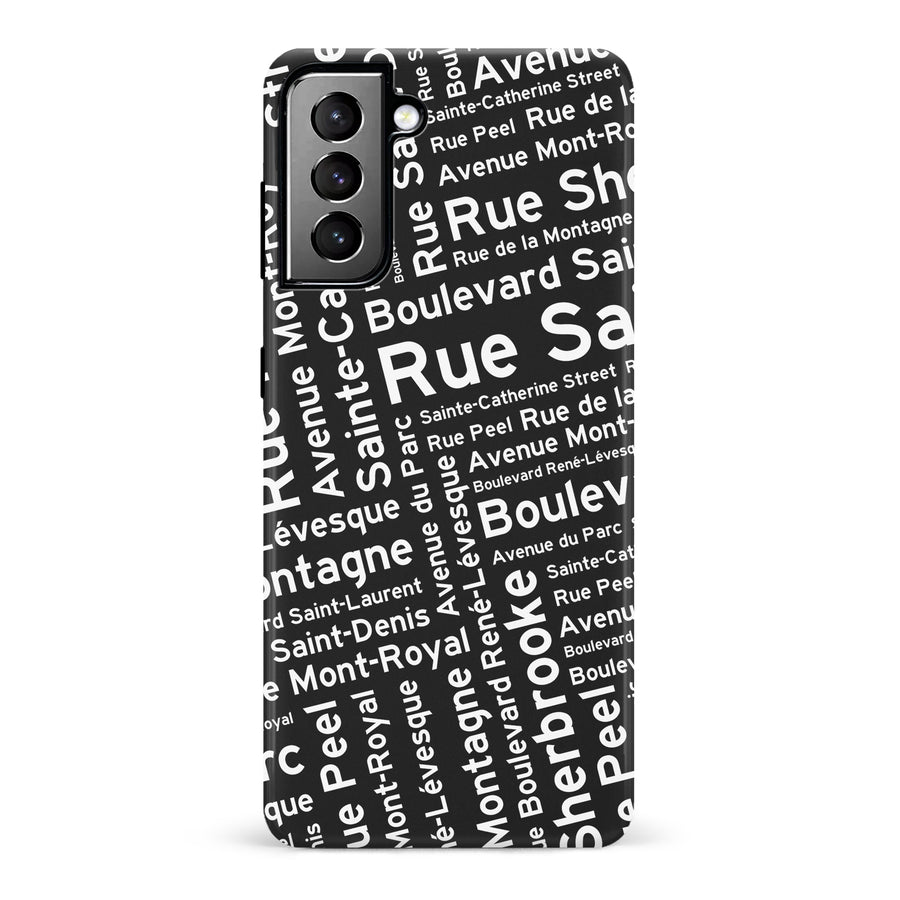 Samsung Galaxy S21 Plus Montreal Street Names Canadiana Phone Case - Black