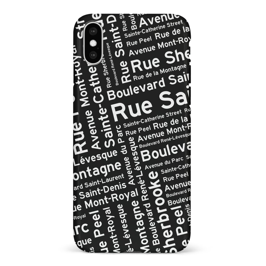 iPhone X/XS Montreal Street Names Canadiana Phone Case - Black