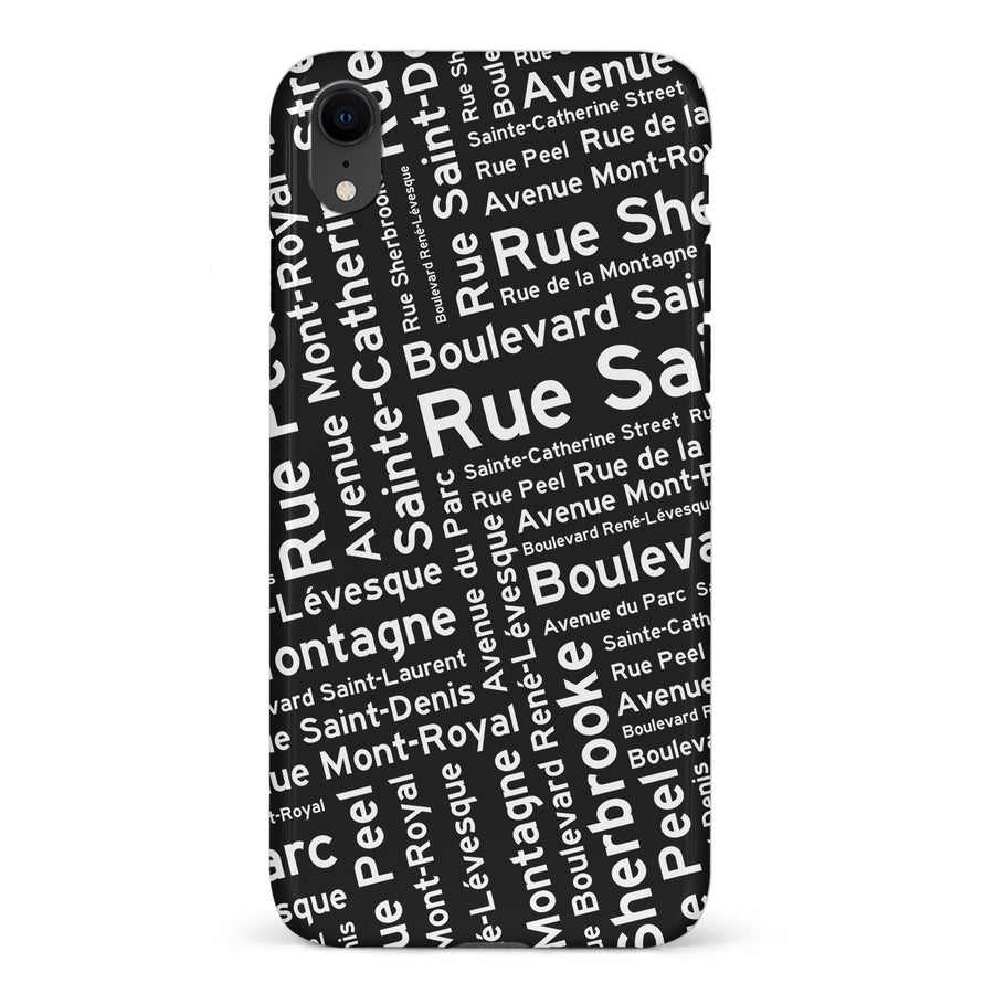 iPhone XR Montreal Street Names Canadiana Phone Case - Black