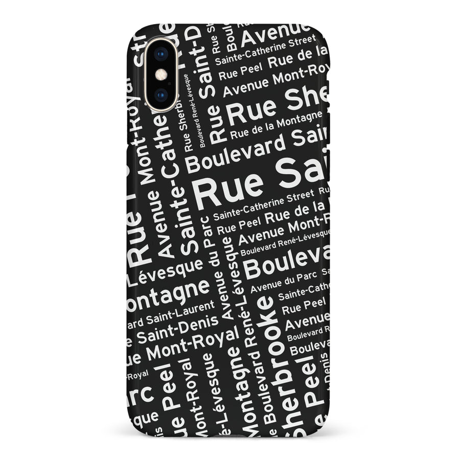 iPhone XS Max Montreal Street Names Canadiana Phone Case - Black