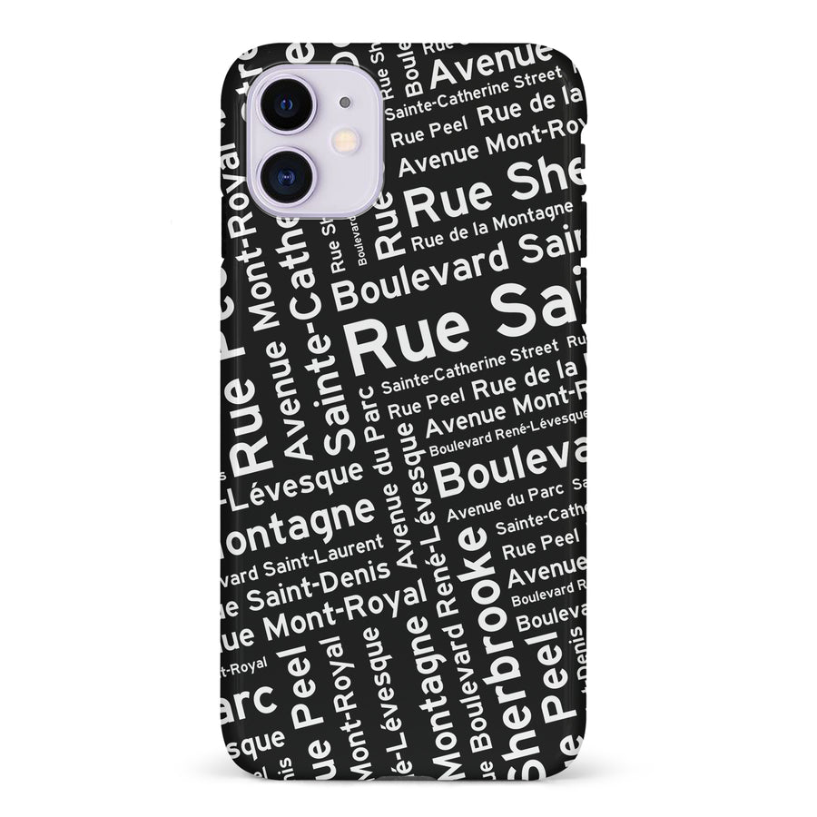 iPhone 11 Montreal Street Names Canadiana Phone Case - Black