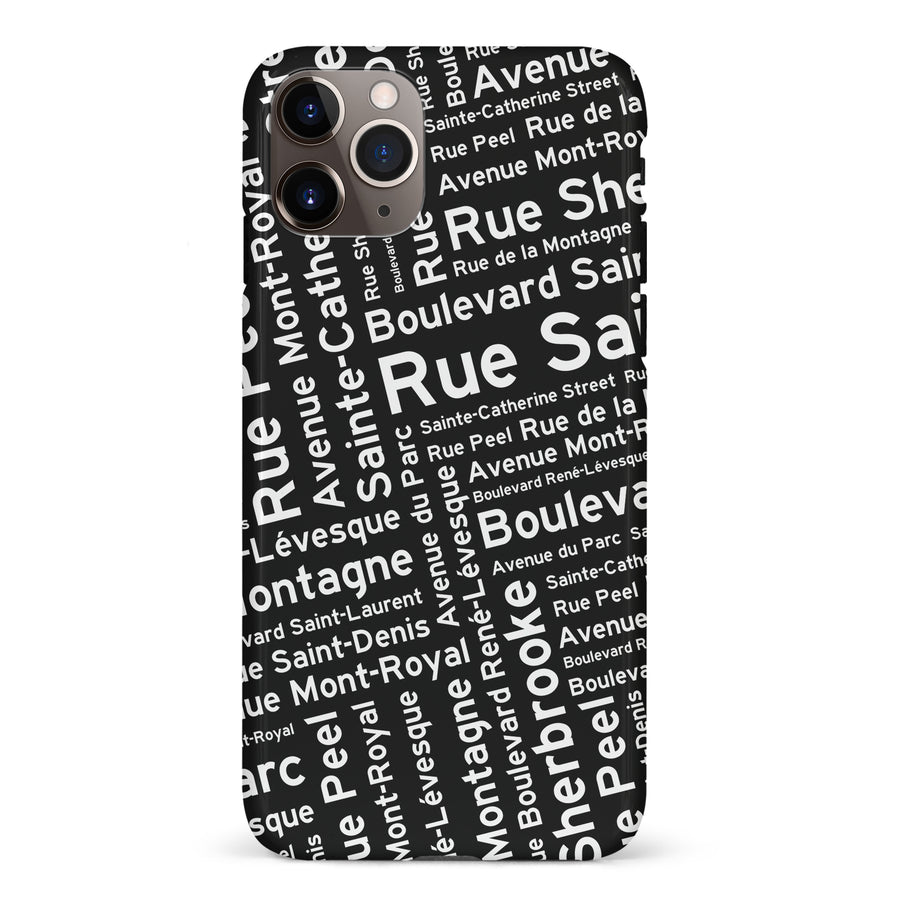 iPhone 11 Pro Max Montreal Street Names Canadiana Phone Case - Black