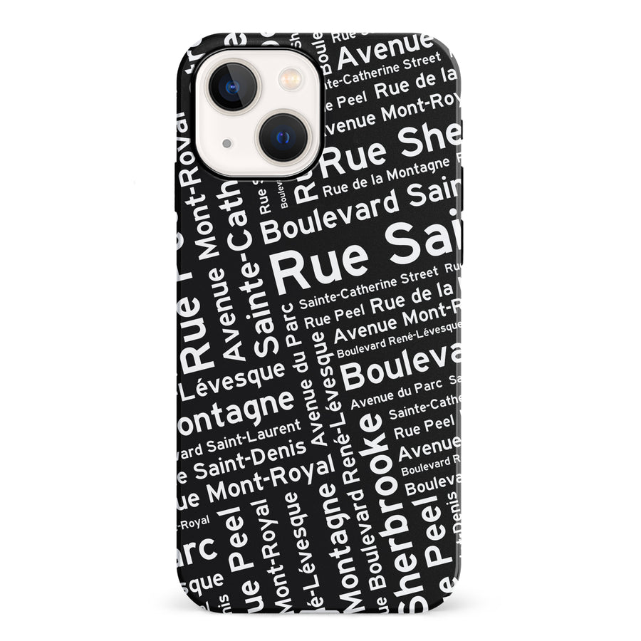 iPhone 13 Montreal Street Names Canadiana Phone Case - Black