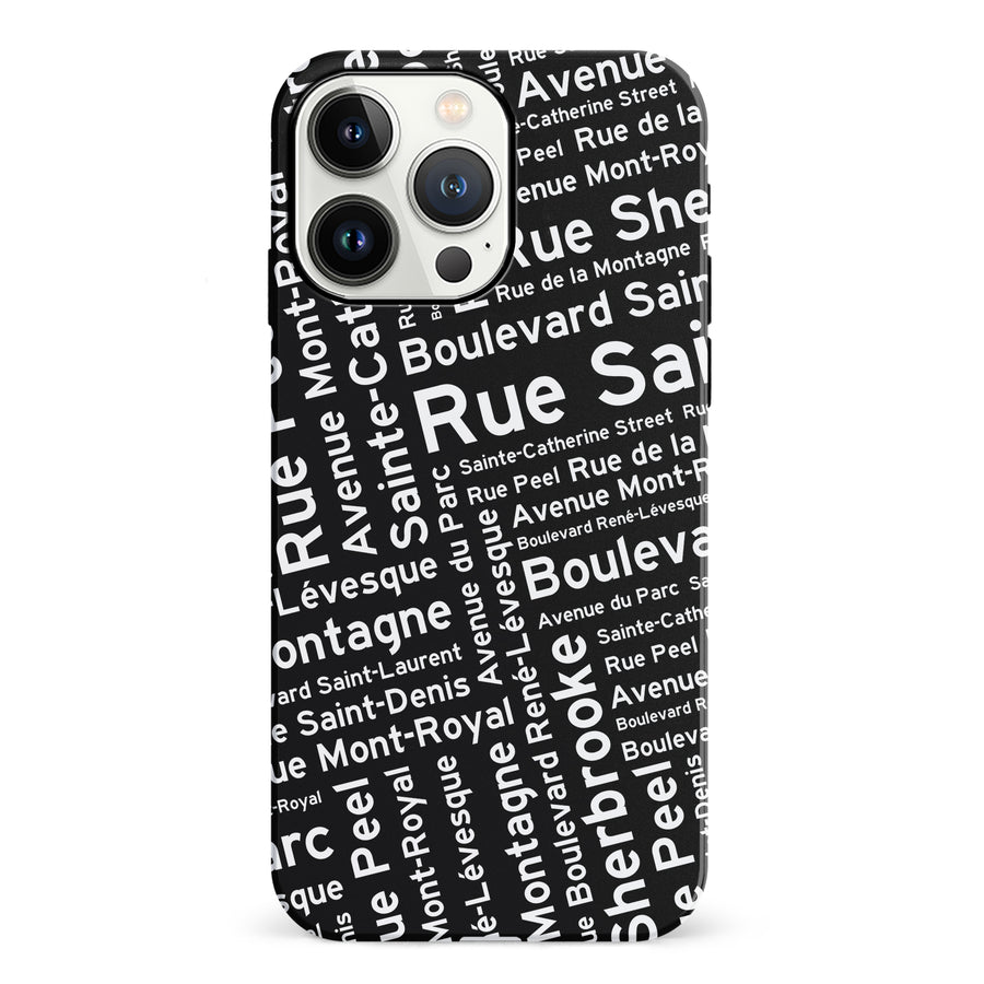 iPhone 13 Pro Montreal Street Names Canadiana Phone Case - Black