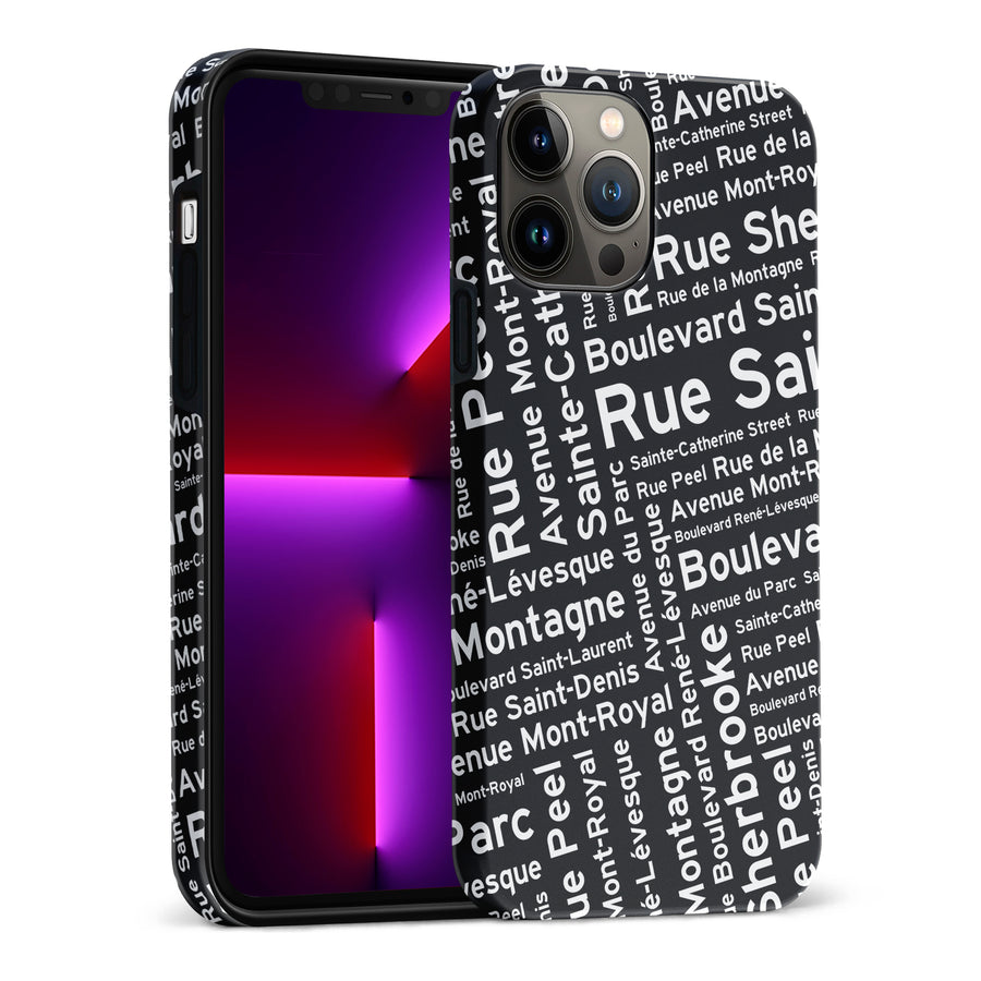 iPhone 13 Pro Max Montreal Street Names Canadiana Phone Case - Black