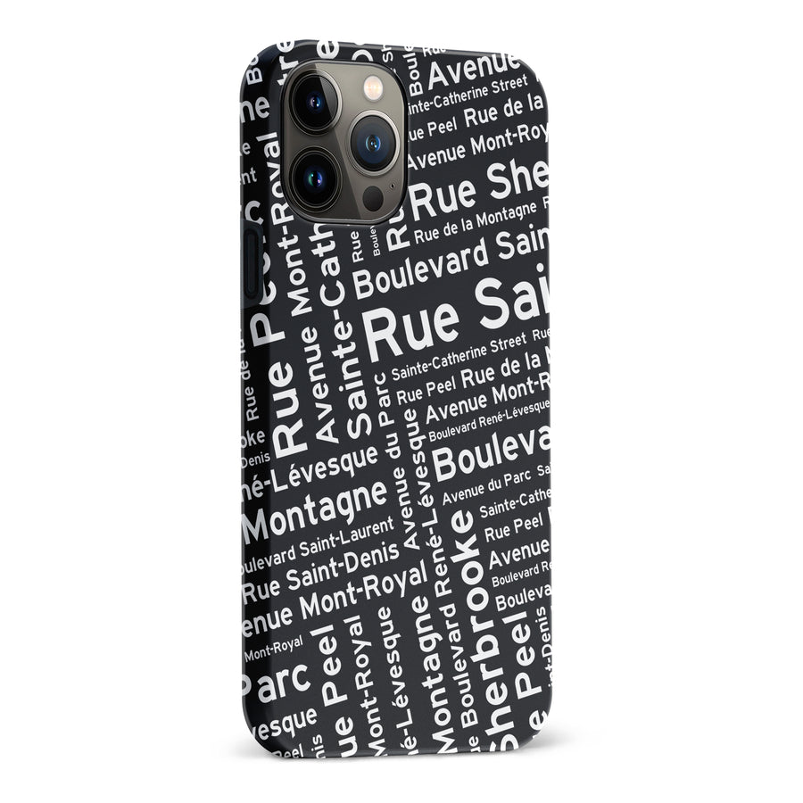 iPhone 13 Pro Max Montreal Street Names Canadiana Phone Case - Black