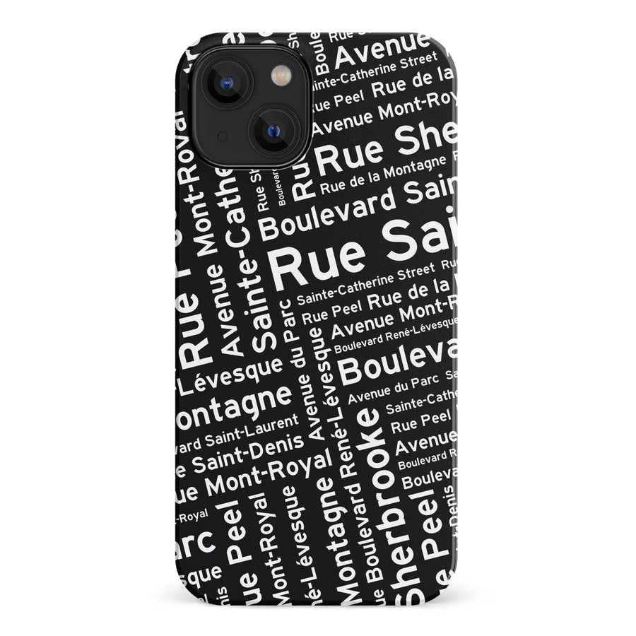 iPhone 14 Montreal Street Names Canadiana Phone Case - Black