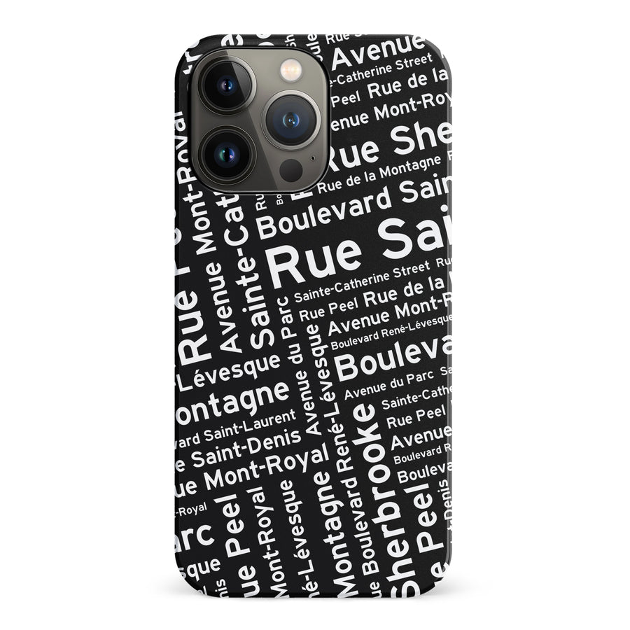 iPhone 14 Pro Montreal Street Names Canadiana Phone Case - Black
