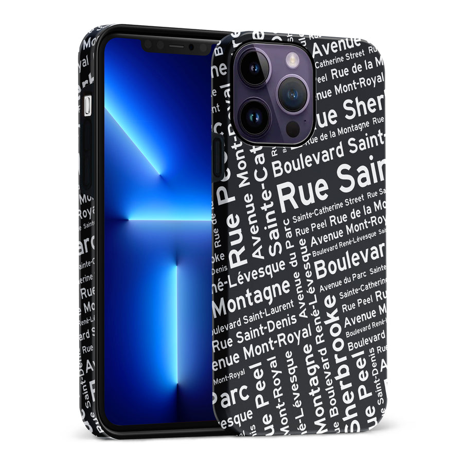 iPhone 14 Pro Max Montreal Street Names Canadiana Phone Case - Black