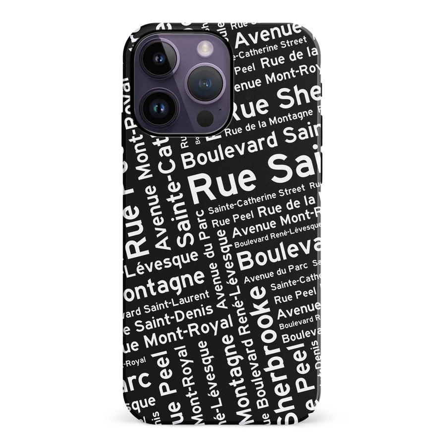 iPhone 14 Pro Max Montreal Street Names Canadiana Phone Case - Black