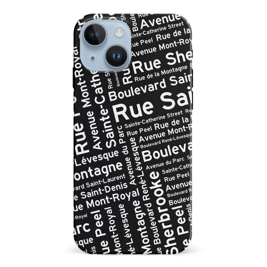 iPhone 15 Montreal Street Names Canadiana Phone Case - Black