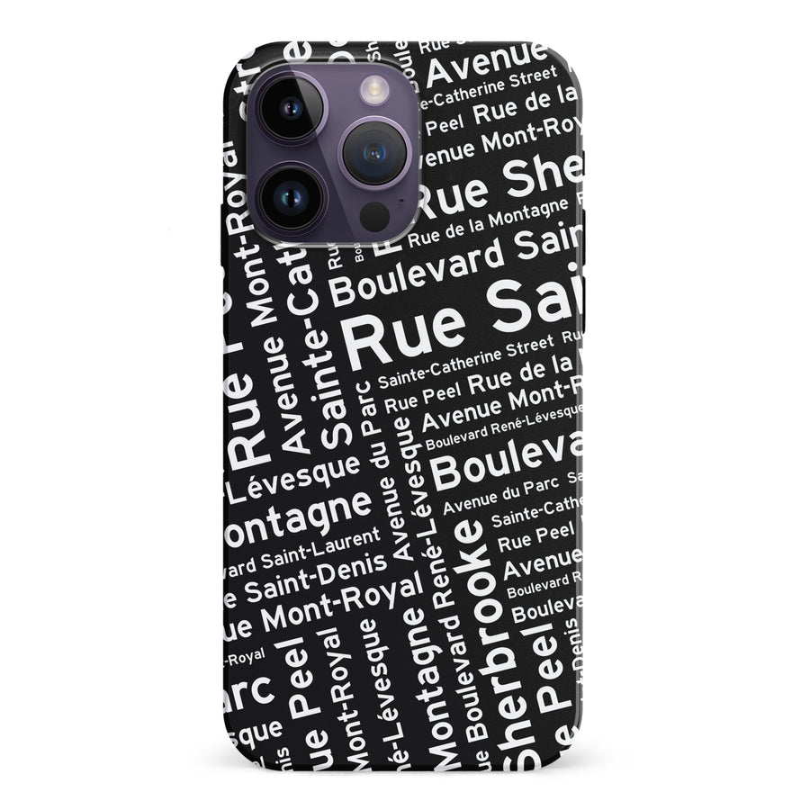 iPhone 15 Pro Montreal Street Names Canadiana Phone Case - Black